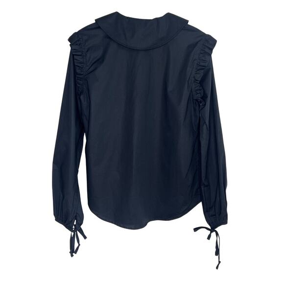 Inclan Studio Sampson Cotton-Lycra Long Sleeve Blouse Black Women's Size M NWT - Picture 7 of 10